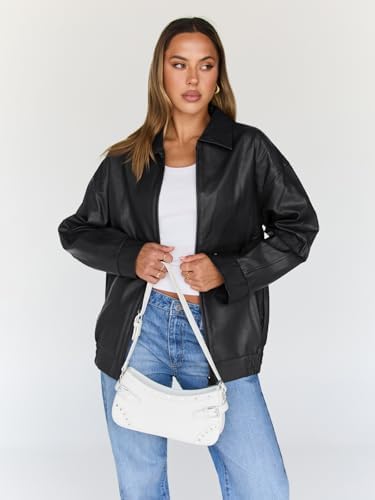 31R8FyoPp4L._AC_.jpg Trendy Queen Womens Leather Jacket, Oversized Going Out & Everyday Statement Piece, Bomber Jacktes Moto Coat Black XS at Amazon Women's Coats Shop