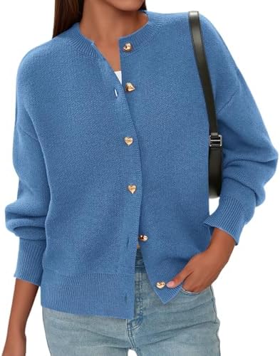 413Mr8juIqL._AC_.jpg PRETTYGARDEN Cardigan for Women 2026 Fall Fashion Long Sleeve Trendy Button Down Work Office Sweaters Cute Winter Jacket (Grey Blue,Small) at Amazon Women’s Clothing store