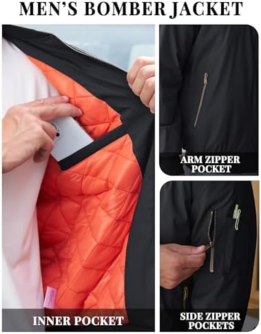 4160jOwgILL._AC_.jpg TACVASEN Black Bomber Jacket Men Zip Up Winter Windbreaker Lightweight Softshell Coats Outwear Black, M at Amazon Men’s Clothing store