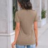 AUTOMET Short Sleeve Shirts for Women Summer Tops 2026 Spring Fashion Dressy Casual Outfits Lace Trendy Top Cute Work T Shirt Business Vacation Clothes Blouses Khaki XL at Amazon Women’s Clothing store