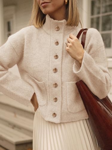 416m84VCkzL._AC_.jpg Cicy Bell Womens Chunky Knit Cardigan Sweaters Button Down Mock Neck Open Front Jacket Winter Casual Outerwear with Pockets Beige at Amazon Women’s Clothing store
