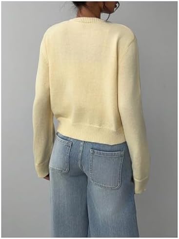 41END471vL._AC_.jpg SOLY HUX Women's Button Down Cropped Lightweight Cardigan Sweater Cute Fall Fashion 2025 Mustard Yellow X-Small at Amazon Women’s Clothing store