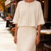 Springrain Cardigan Sweaters for Women Lightweight Knit Cropped Cardigan Button Up Solid Knitwear(Beige-L) at Amazon Women’s Clothing store