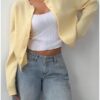 41Mgd9O0U-L._AC_.jpg SOLY HUX Women's Button Down Cropped Lightweight Cardigan Sweater Cute Fall Fashion 2025 Mustard Yellow X-Small at Amazon Women’s Clothing store