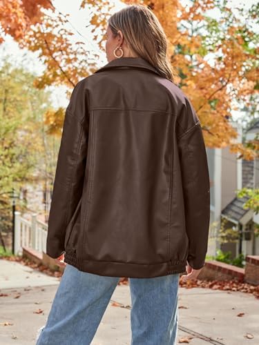 41QMHqZIu9L._AC_.jpg AUTOMET Women's Oversized Faux Leather Jacket - Fall Motorcycle Style Coat with Zipper Closure Brown M at Amazon Women's Coats Shop
