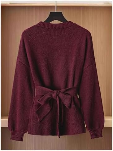 41SctFMtJBL._AC_.jpg GORGLITTER Women's Wrap Cardigan Deep V Neck Long Sleeve Dressy Sweater Business Casual Outfits Burgundy Large at Amazon Women’s Clothing store