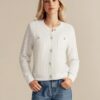 Womens 2024 Long Sleeve Crew Neck Cardigan Button Down Knitted Shirt Outerwear with Pockets White at Amazon Women’s Clothing store
