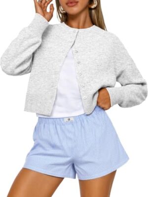 41TvftCBsCL._AC_.jpg Trendy Queen Cropped Cardigan Sweaters for Women Lightweight Y2k Fall Outfits Spring Fashion Clothes 2026 Grey M at Amazon Women’s Clothing store