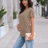 AUTOMET Short Sleeve Shirts for Women Summer Tops 2026 Spring Fashion Dressy Casual Outfits Lace Trendy Top Cute Work T Shirt Business Vacation Clothes Blouses Khaki XL at Amazon Women’s Clothing store