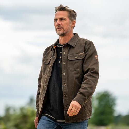 41ZV3cPKXdL._AC_.jpg Legendary Whitetails Mens Flannel Lined Shirt Jacket Waxed Cotton Water Resistant Shacket, Tobacco, LRG at Amazon Men’s Clothing store Camouflage Hunting Apparel