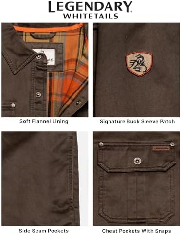 41bEQr9fGxL._AC_.jpg Legendary Whitetails Mens Flannel Lined Shirt Jacket Waxed Cotton Water Resistant Shacket, Tobacco, LRG at Amazon Men’s Clothing store Camouflage Hunting Apparel