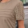 AUTOMET Short Sleeve Shirts for Women Summer Tops 2026 Spring Fashion Dressy Casual Outfits Lace Trendy Top Cute Work T Shirt Business Vacation Clothes Blouses Khaki XL at Amazon Women’s Clothing store