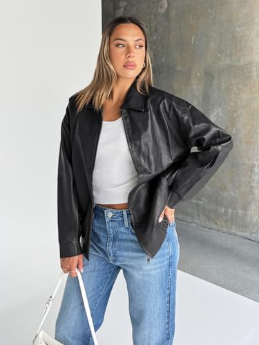 41dTVTi16QL._AC_.jpg Trendy Queen Womens Leather Jacket, Oversized Going Out & Everyday Statement Piece, Bomber Jacktes Moto Coat Black XS at Amazon Women's Coats Shop