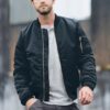 41fxGD6UGJL._AC_.jpg TACVASEN Black Bomber Jacket Men Zip Up Winter Windbreaker Lightweight Softshell Coats Outwear Black, M at Amazon Men’s Clothing store