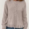 PRETTYGARDEN Womens Fall Button Down Cardigans Chunky Knit Ruffle Open Front Cropped Cardigan Sweaters Soft Long Sleeve Tops (Oatmeal,Medium) at Amazon Women’s Clothing store