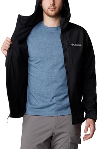 41tTxAJpxgL._AC_.jpg Columbia Mens Ascender II Hooded Softshell Rain Jacket, Black, Small : Sports & Outdoors