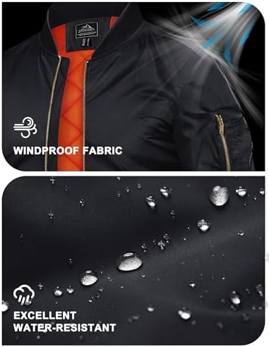 41ybVYLa24L._AC_.jpg TACVASEN Black Bomber Jacket Men Zip Up Winter Windbreaker Lightweight Softshell Coats Outwear Black, M at Amazon Men’s Clothing store