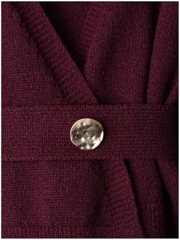 51DDBGTQdfL._AC_.jpg GORGLITTER Women's Wrap Cardigan Deep V Neck Long Sleeve Dressy Sweater Business Casual Outfits Burgundy Large at Amazon Women’s Clothing store