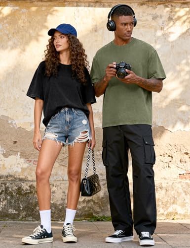 51IlC9ywtML._AC_.jpg PEHMEA 3 Pcs Women's Oversized T-Shirts Cotton Short Sleeve Vintage Washed Baggy Boyfriend Streetwear Summer Tops(Black+Beige+ArmyGreen-L) at Amazon Women’s Clothing store