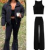 Gihuo Women’s Winter Cropped Puffer Jacket Coat Short Warm Quilted Jacket(Black-M) at Amazon Women's Coats Shop