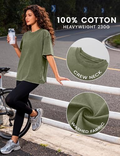 51R81JOrW6L._AC_.jpg PEHMEA 3 Pcs Women's Oversized T-Shirts Cotton Short Sleeve Vintage Washed Baggy Boyfriend Streetwear Summer Tops(Black+Beige+ArmyGreen-L) at Amazon Women’s Clothing store