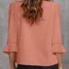 613hzMsJVKL._AC_SY445_ EVALESS Women's 3/4 Sleeve Top, Fashion Casual Ruched V-Neck Business Work Blouse, Office Shirt