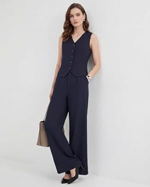 61ornHqUU-L._AC_SX342_ Women's 2-Piece Vest & Pants Set - Wrinkle-Resistant Waistcoat, High-End Business Formal & Casual Trouser Suit