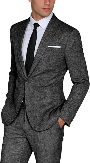 71+bNwC9z6L._AC_SX342_ Premium Men's Lightweight Casual Suit 2-Piece Set, Single-breasted Blazer Jacket with Trousers, Ideal for Weddings, Business Events, Dances and Reunions