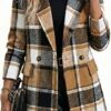 Mina Self Women's 2026 Plaid Houndstooth Coat - Lightweight Fully Lined Button Casual Daily Office Work Jacket with Pockets