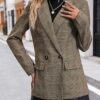 Mina Self Women's 2026 Plaid Houndstooth Coat - Lightweight Fully Lined Button Casual Daily Office Work Jacket with Pockets