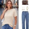 814hHLjlWWL._AC_SX342_ Arach&Cloz Women's Lightweight Wool-Blend Short Sleeve Sweater Top, Business & Casual Style