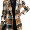 Mina Self Women's 2026 Plaid Houndstooth Coat - Lightweight Fully Lined Button Casual Daily Office Work Jacket with Pockets