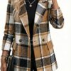Mina Self Women's 2026 Plaid Houndstooth Coat - Lightweight Fully Lined Button Casual Daily Office Work Jacket with Pockets