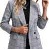 Mina Self Women's 2026 Plaid Houndstooth Coat - Lightweight Fully Lined Button Casual Daily Office Work Jacket with Pockets