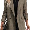 Mina Self Women's 2026 Plaid Houndstooth Coat - Lightweight Fully Lined Button Casual Daily Office Work Jacket with Pockets