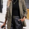Mina Self Women's 2026 Plaid Houndstooth Coat - Lightweight Fully Lined Button Casual Daily Office Work Jacket with Pockets