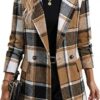 Mina Self Women's 2026 Plaid Houndstooth Coat - Lightweight Fully Lined Button Casual Daily Office Work Jacket with Pockets