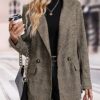 Mina Self Women's 2026 Plaid Houndstooth Coat - Lightweight Fully Lined Button Casual Daily Office Work Jacket with Pockets