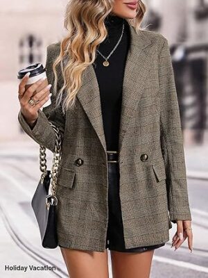 81tEhTohJAL._AC_SY445_ Mina Self Women's 2026 Plaid Houndstooth Coat - Lightweight Fully Lined Button Casual Daily Office Work Jacket with Pockets